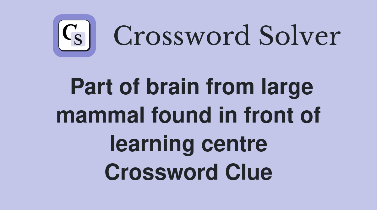 Part of brain from large mammal found in front of learning centre Crossword Clue
