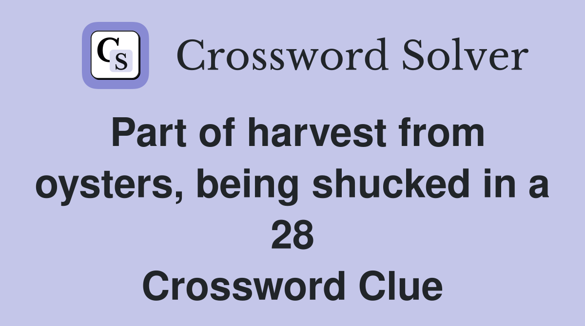 Part of harvest from oysters, being shucked in a 28 Crossword Clue