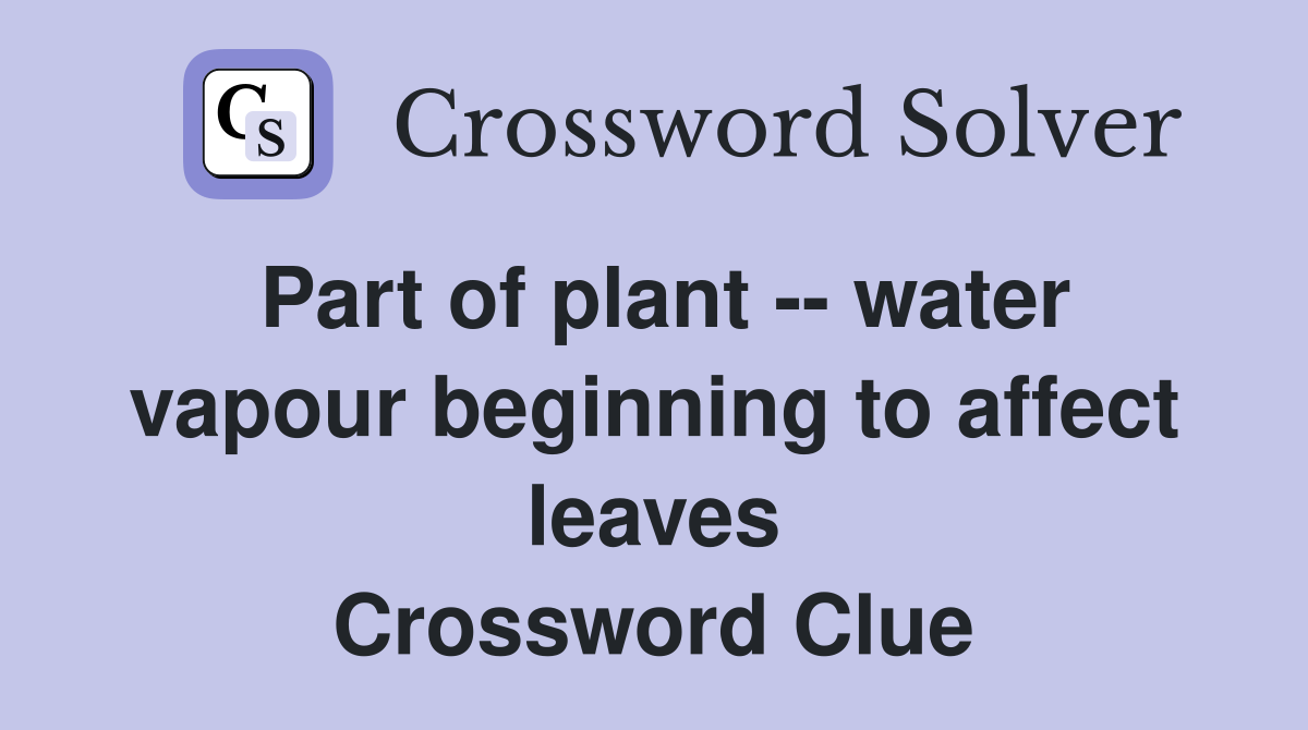 Part of plant -- water vapour beginning to affect leaves Crossword Clue