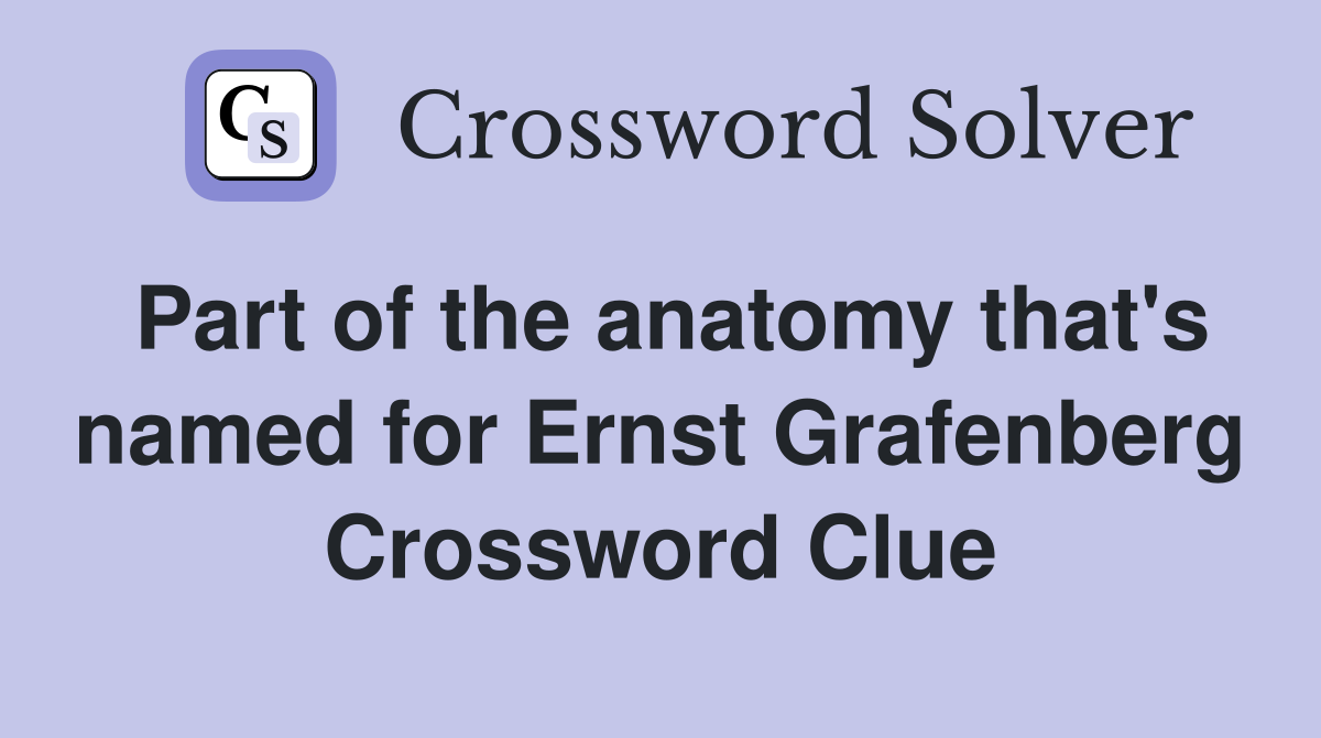 Part of the anatomy that's named for Ernst Grafenberg Crossword Clue