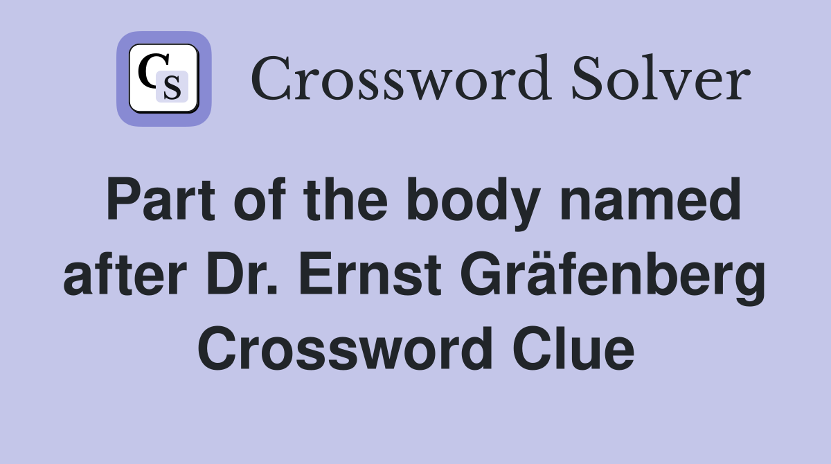 Part of the body named after Dr. Ernst Gräfenberg Crossword Clue