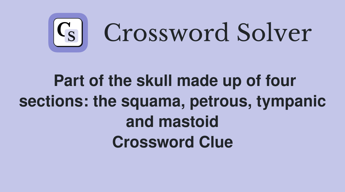 Part of the skull made up of four sections: the squama, petrous, tympanic and mastoid Crossword Clue