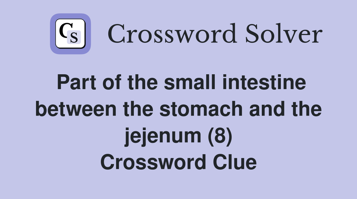 Part of the small intestine between the stomach and the jejenum (8) Crossword Clue