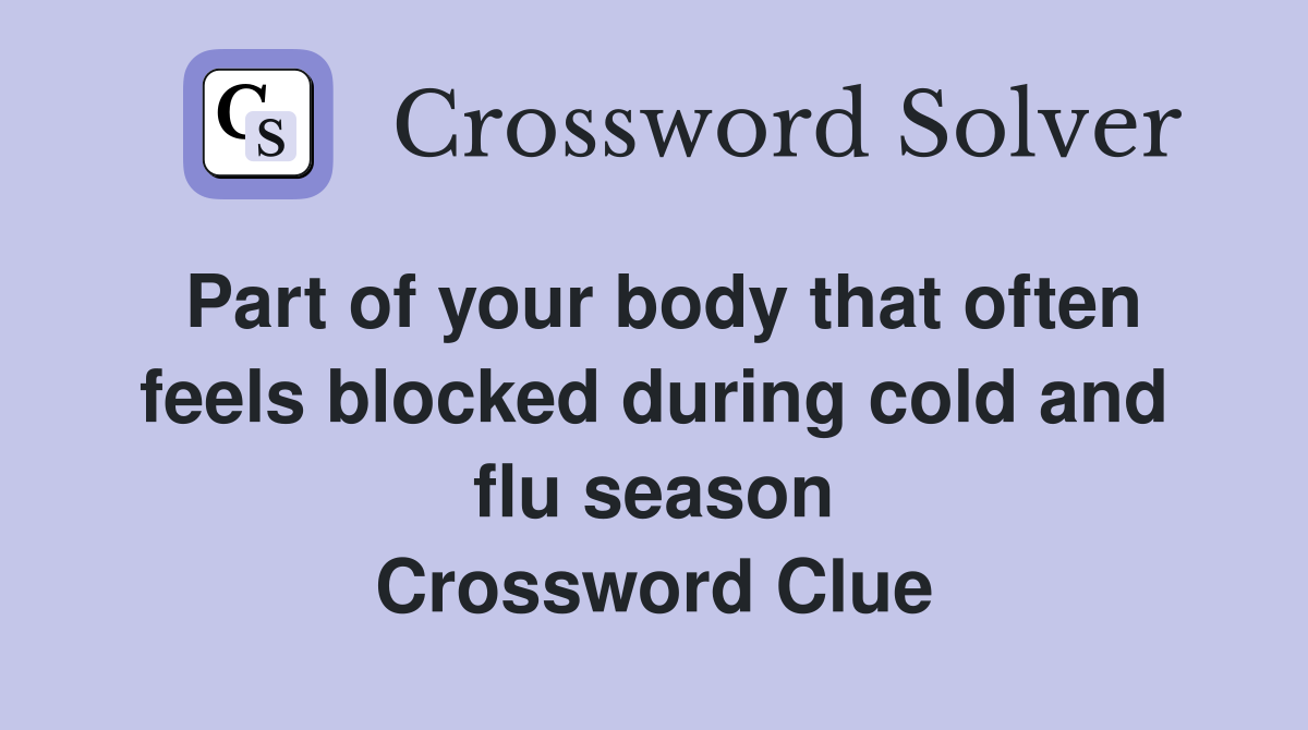 Part of your body that often feels blocked during cold and flu season Crossword Clue