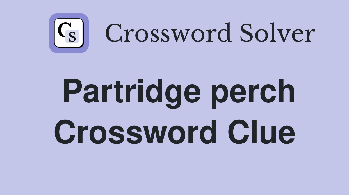 Partridge perch Crossword Clue