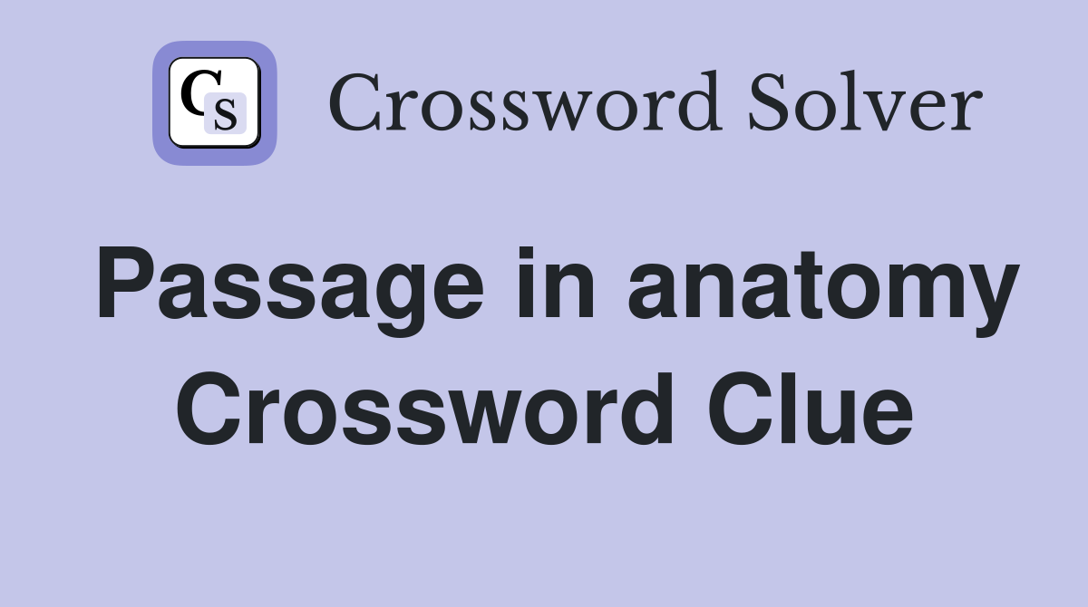 Passage in anatomy Crossword Clue
