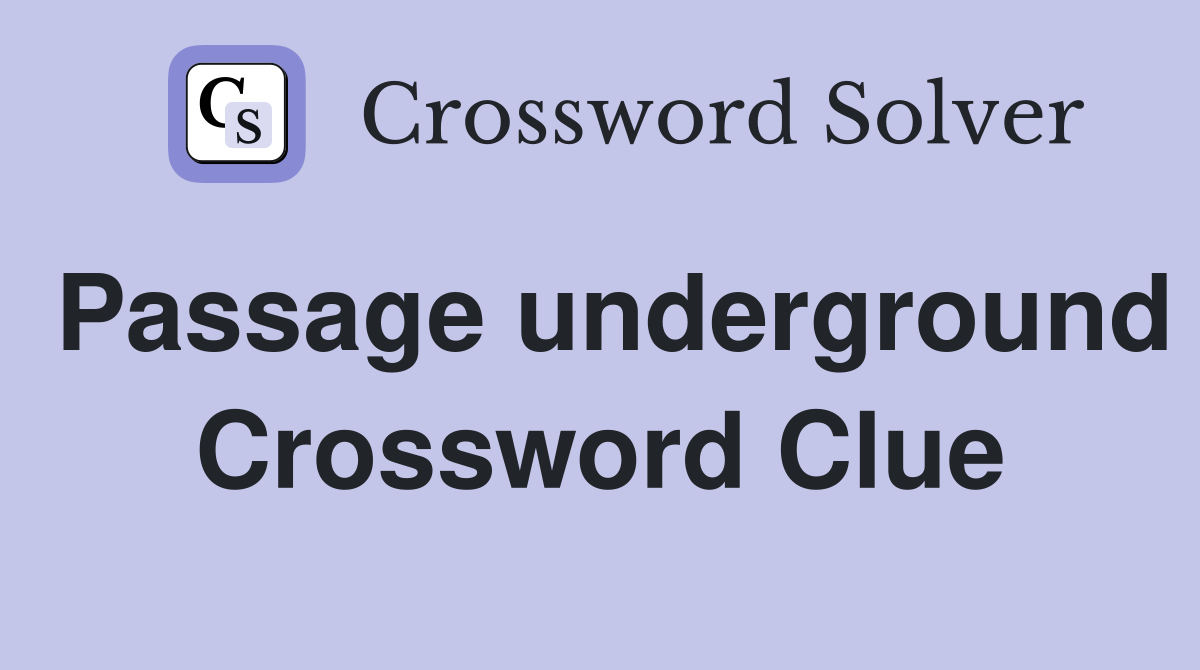 Passage underground Crossword Clue
