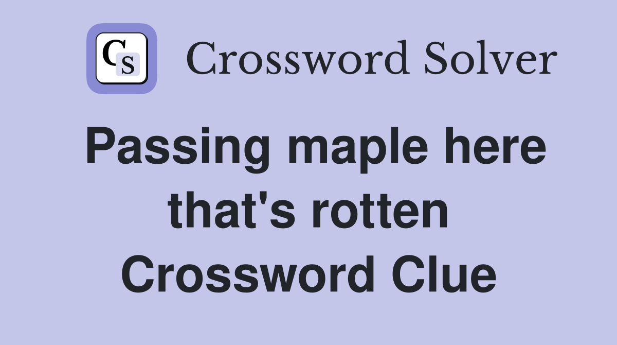 Passing maple here that's rotten Crossword Clue