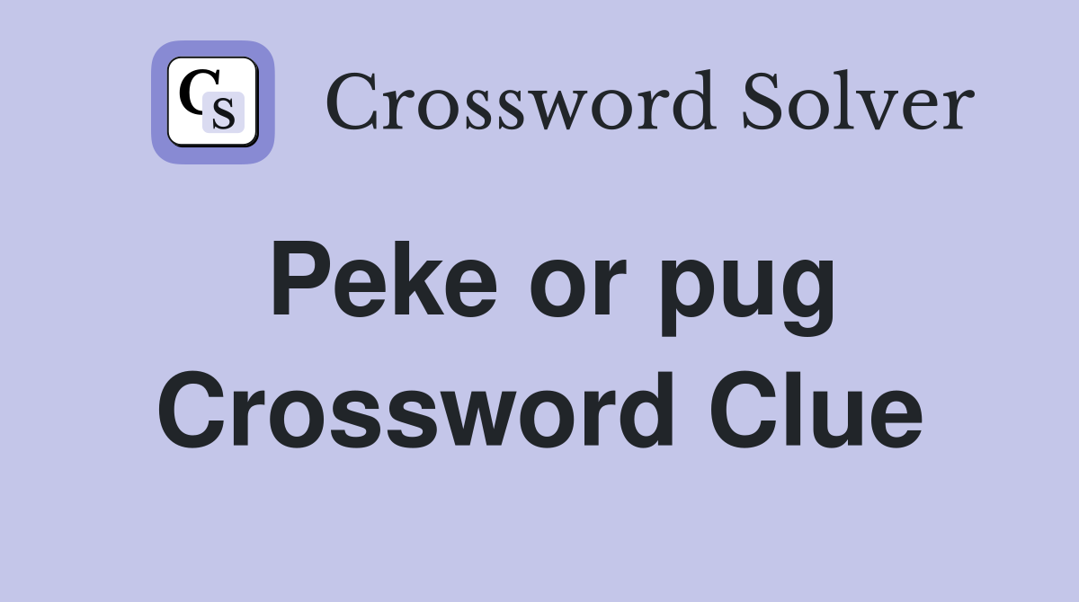 Peke or pug Crossword Clue