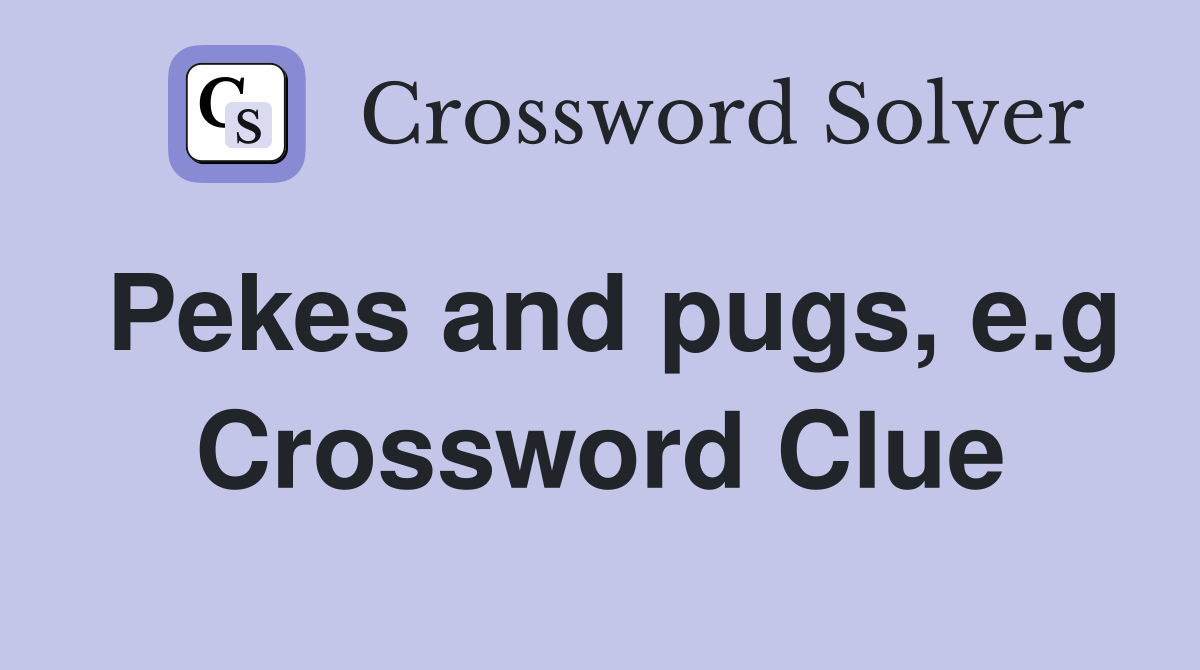 Pekes and pugs, e.g Crossword Clue