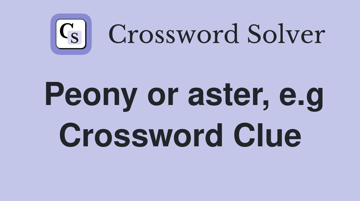 Peony or aster, e.g Crossword Clue