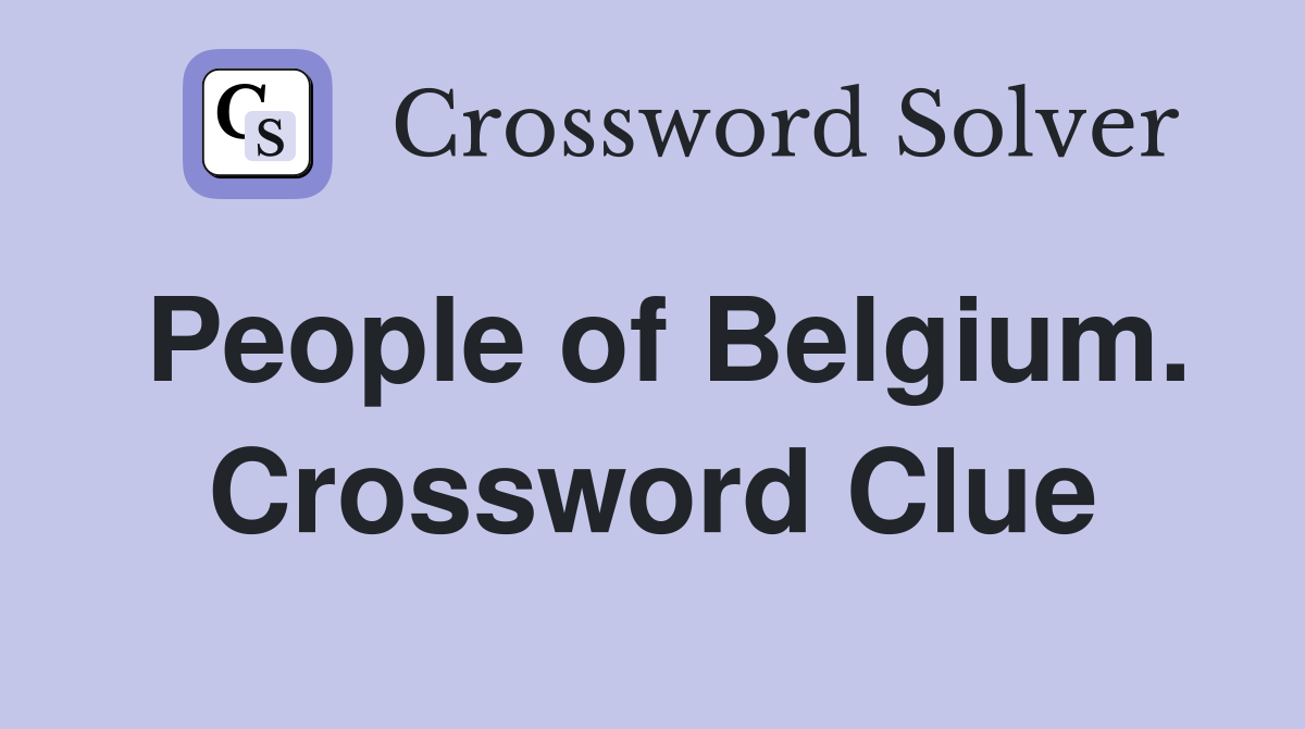 People of Belgium. Crossword Clue
