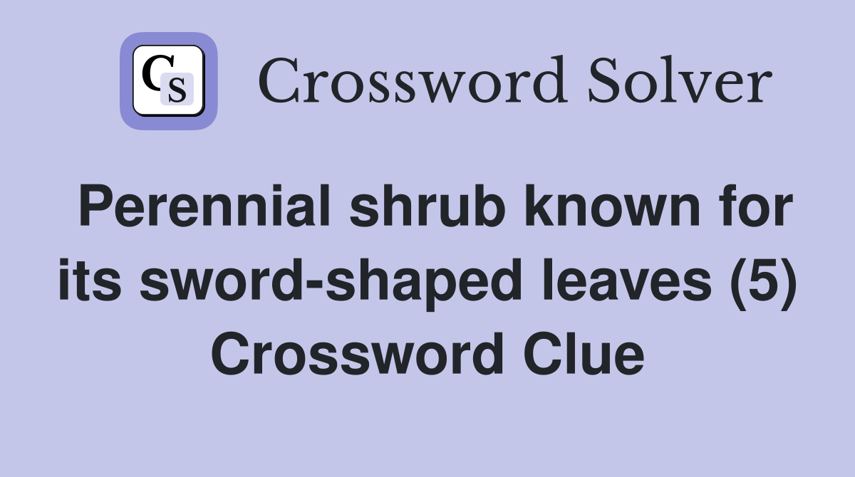 Perennial shrub known for its sword-shaped leaves (5) Crossword Clue