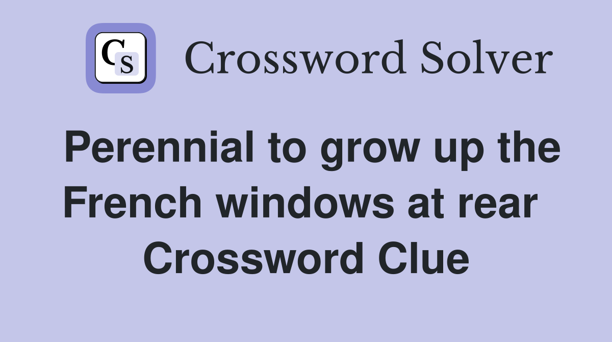 Perennial to grow up the French windows at rear  Crossword Clue
