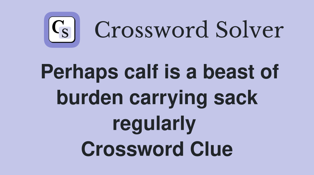 Perhaps calf is a beast of burden carrying sack regularly  Crossword Clue