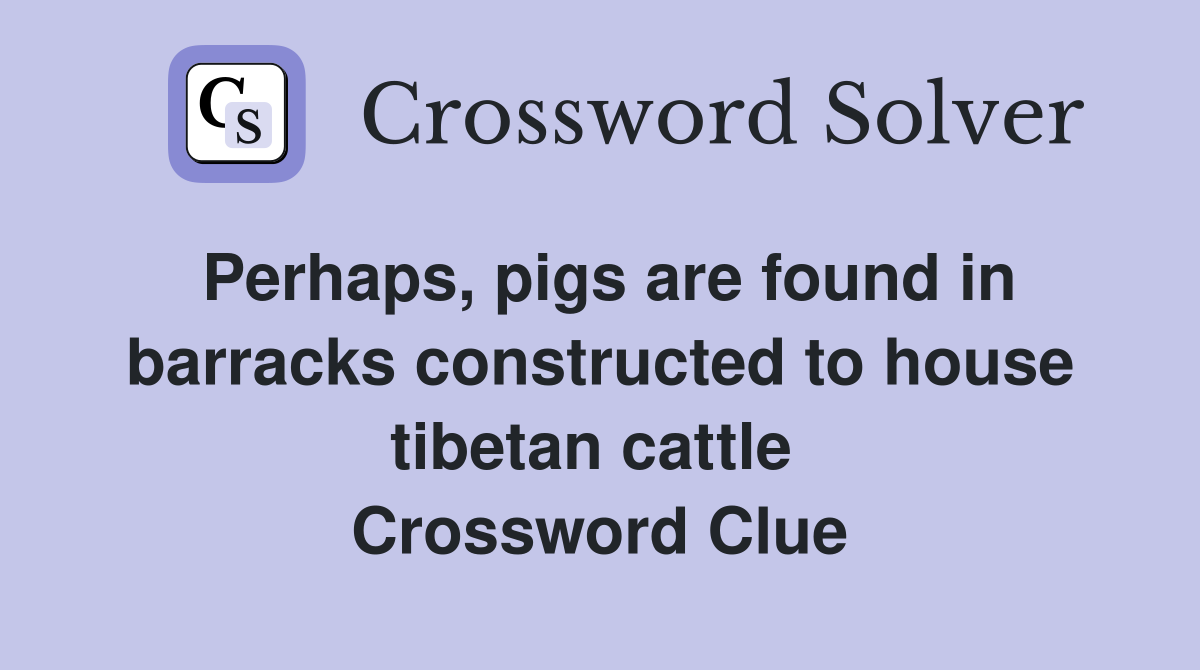 Perhaps, pigs are found in barracks constructed to house tibetan cattle  Crossword Clue
