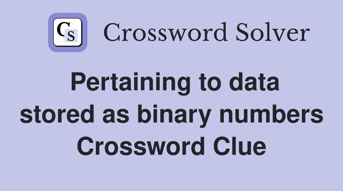 Pertaining to data stored as binary numbers Crossword Clue
