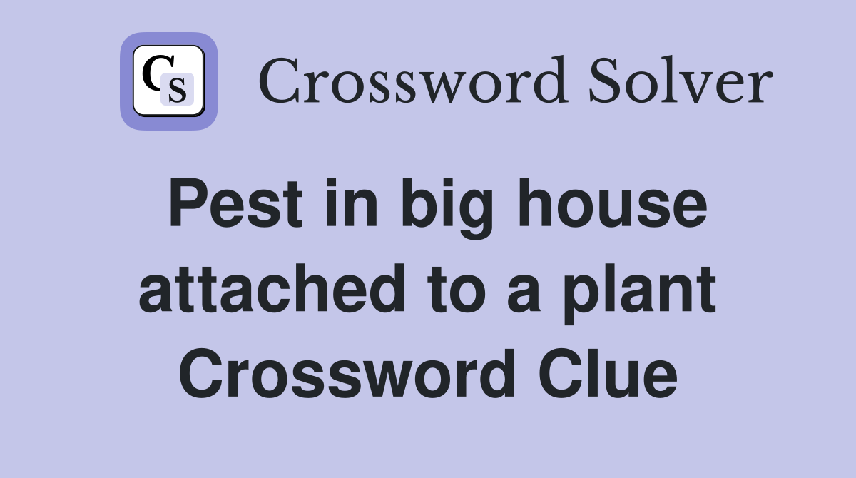 Pest in big house attached to a plant Crossword Clue