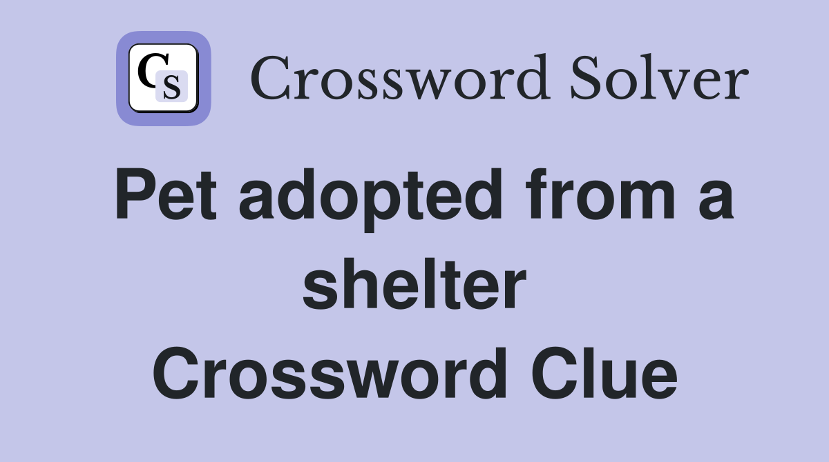 Pet adopted from a shelter Crossword Clue