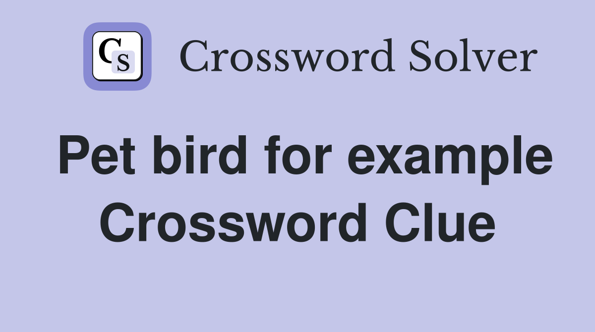 Pet bird for example Crossword Clue