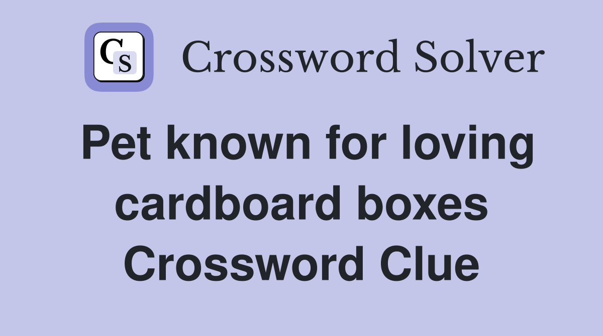 Pet known for loving cardboard boxes Crossword Clue
