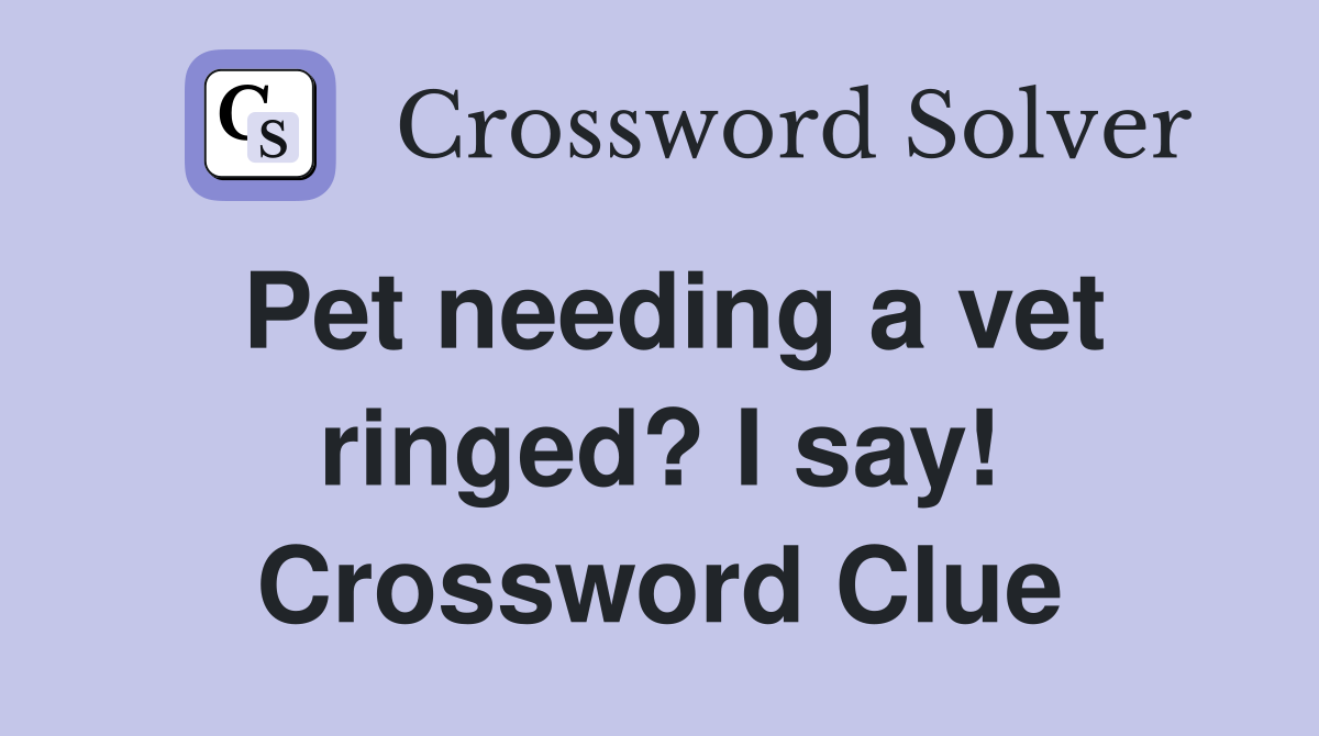 Pet needing a vet ringed? I say! Crossword Clue