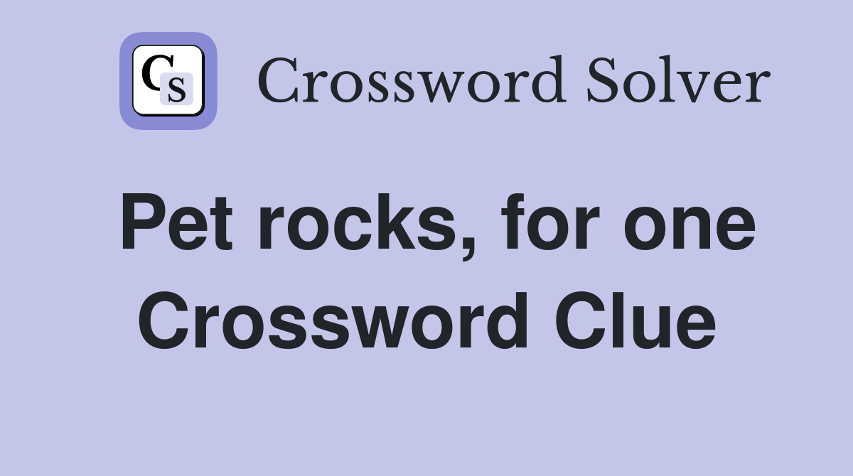 Pet rocks, for one Crossword Clue