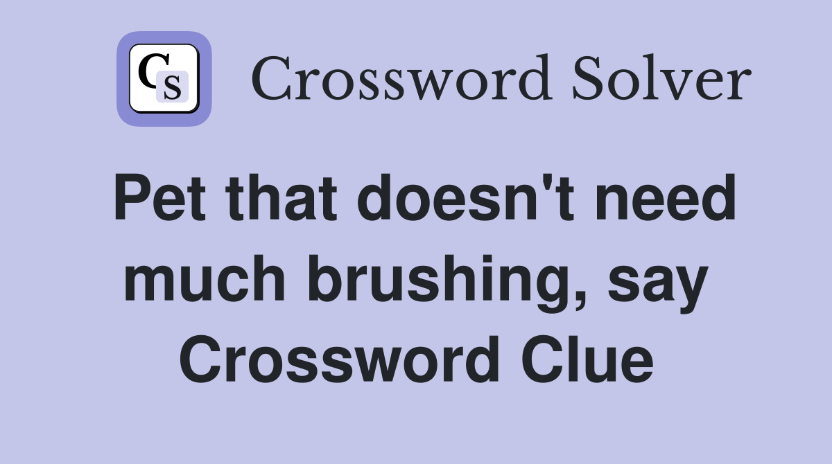 Pet that doesn't need much brushing, say Crossword Clue