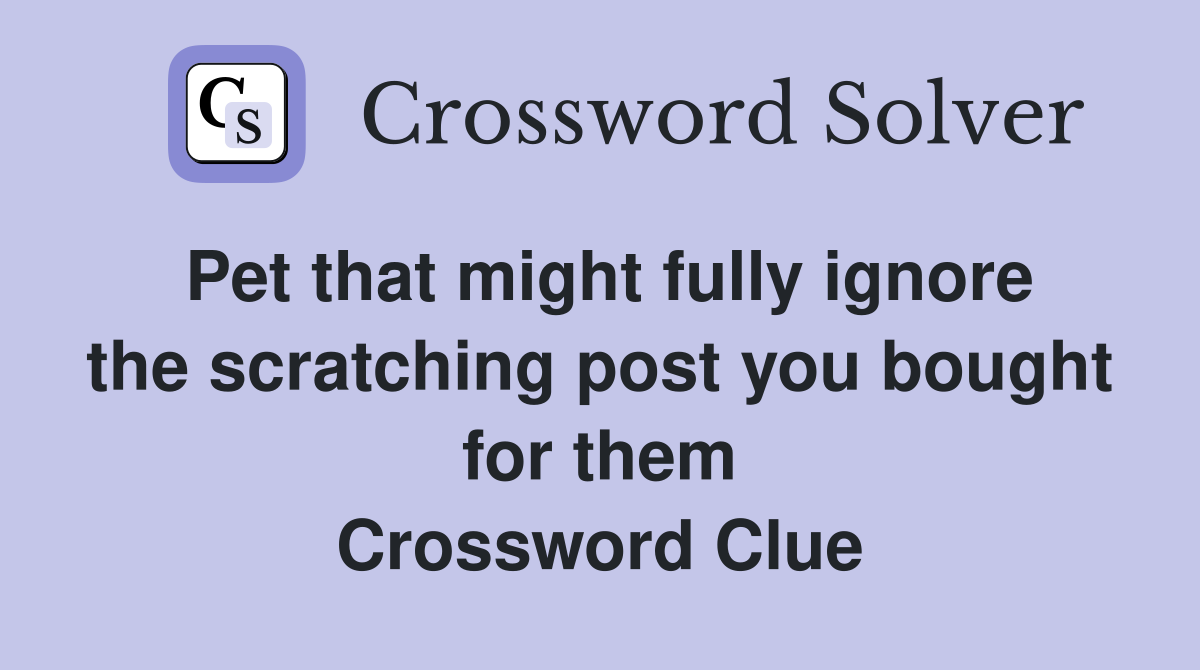 Pet that might fully ignore the scratching post you bought for them Crossword Clue