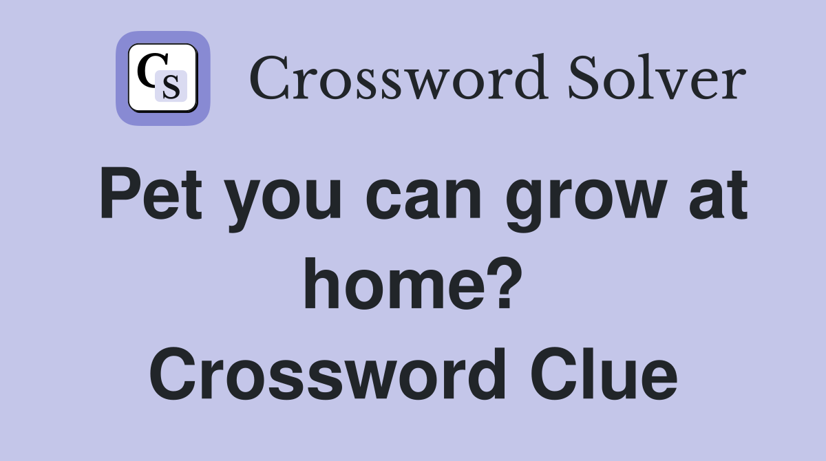 Pet you can grow at home? Crossword Clue