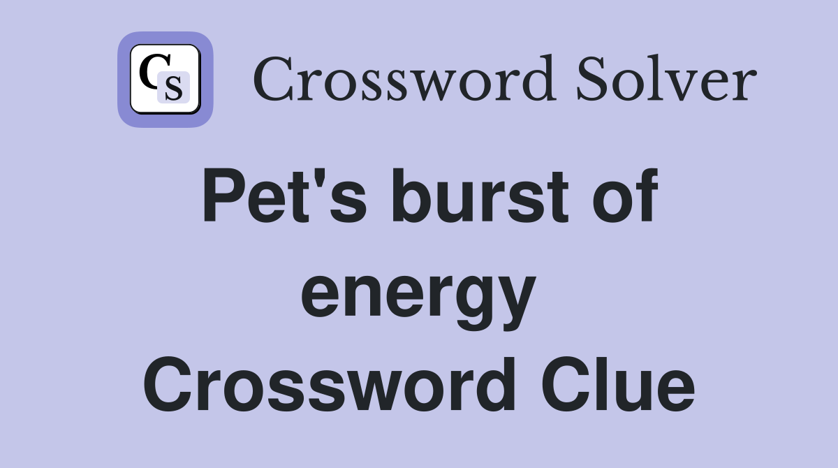 Pet's burst of energy Crossword Clue