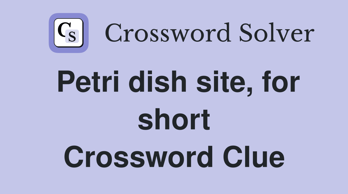Petri dish site, for short Crossword Clue