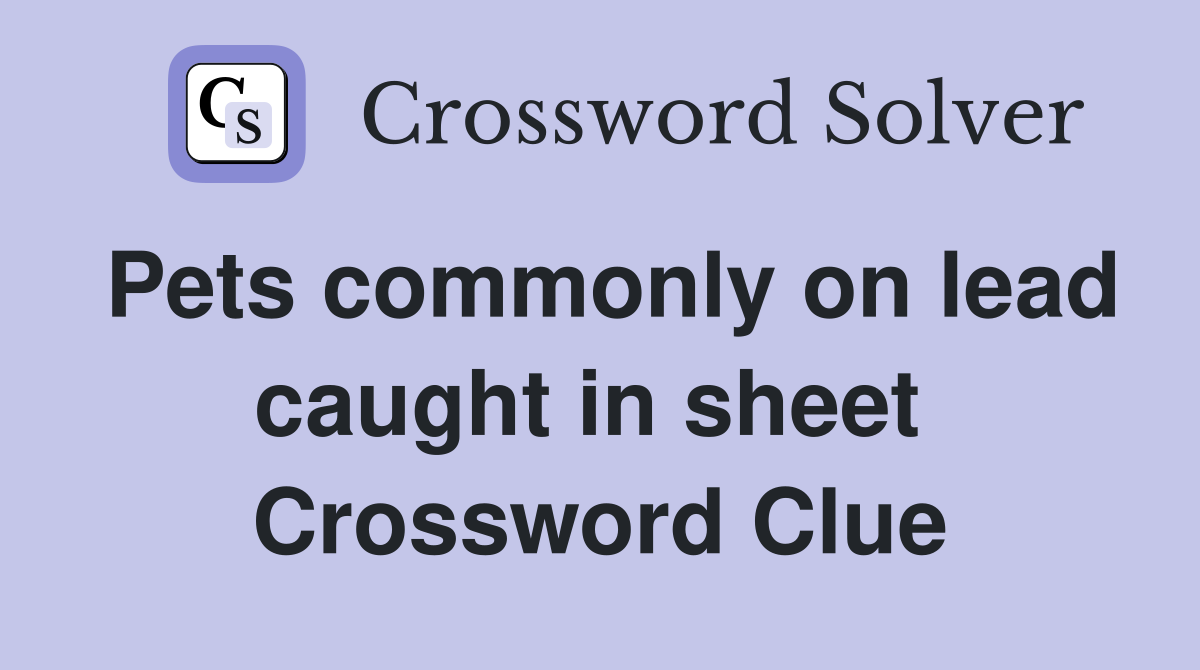 Pets commonly on lead caught in sheet  Crossword Clue