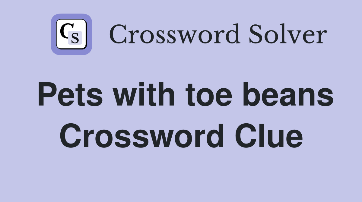 Pets with toe beans Crossword Clue