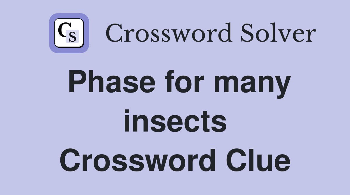 Phase for many insects Crossword Clue