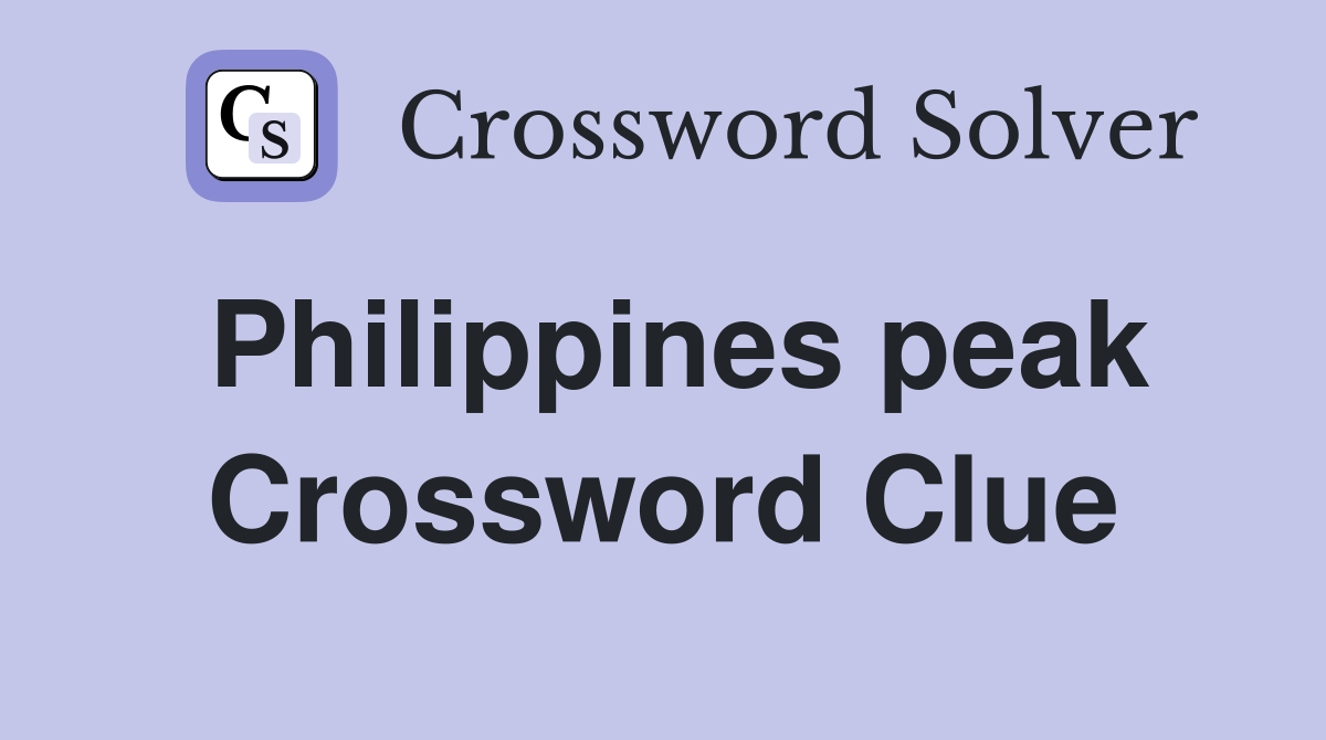Philippines peak Crossword Clue