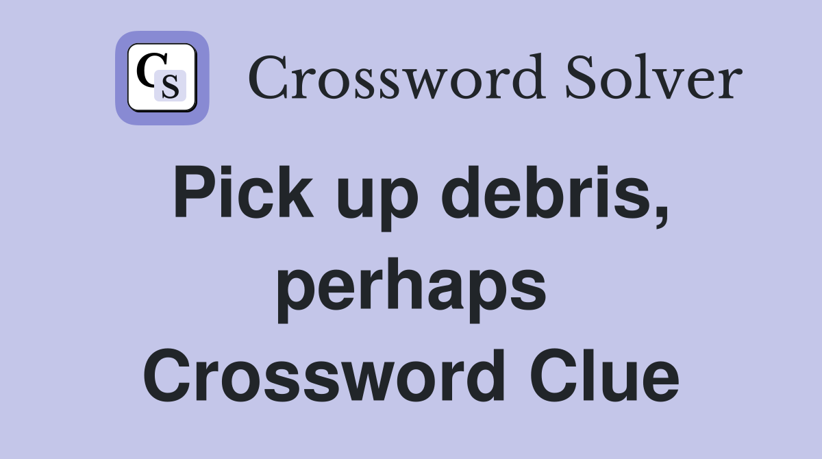 Pick up debris, perhaps Crossword Clue