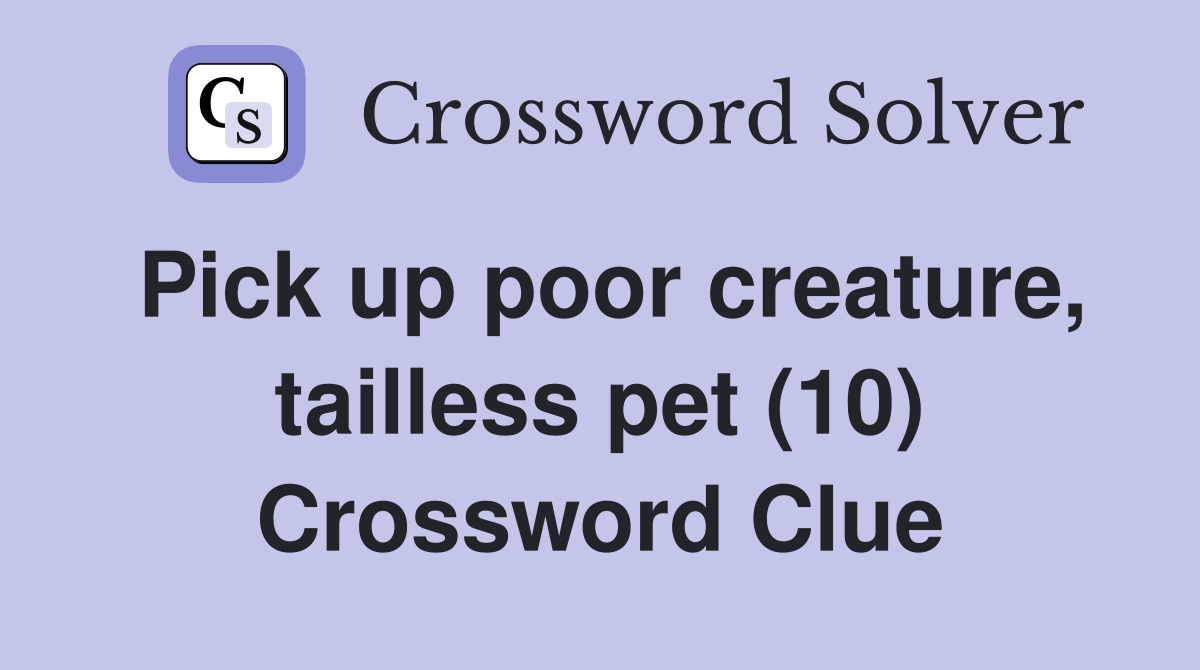 Pick up poor creature, tailless pet (10) Crossword Clue