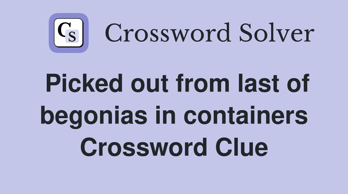 Picked out from last of begonias in containers Crossword Clue