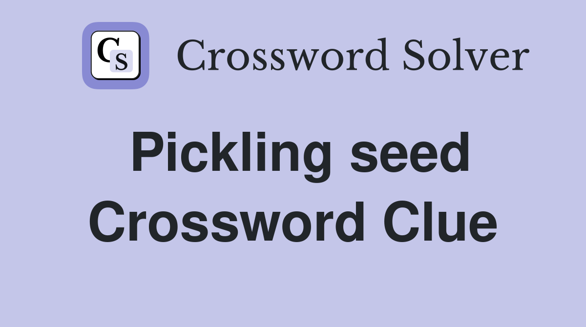 Pickling seed Crossword Clue