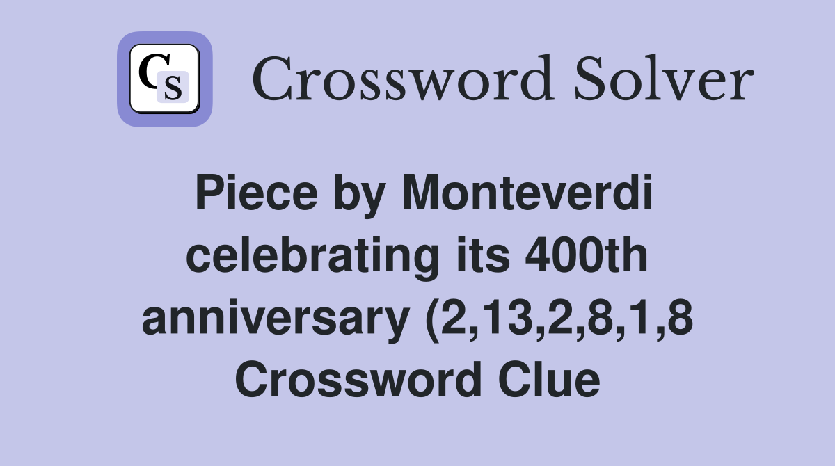 Piece by Monteverdi celebrating its 400th anniversary (2 13 2 8 1 8 Piece by Monteverdi celebrating its 400th anniversary (2 13 2 8 1 8
