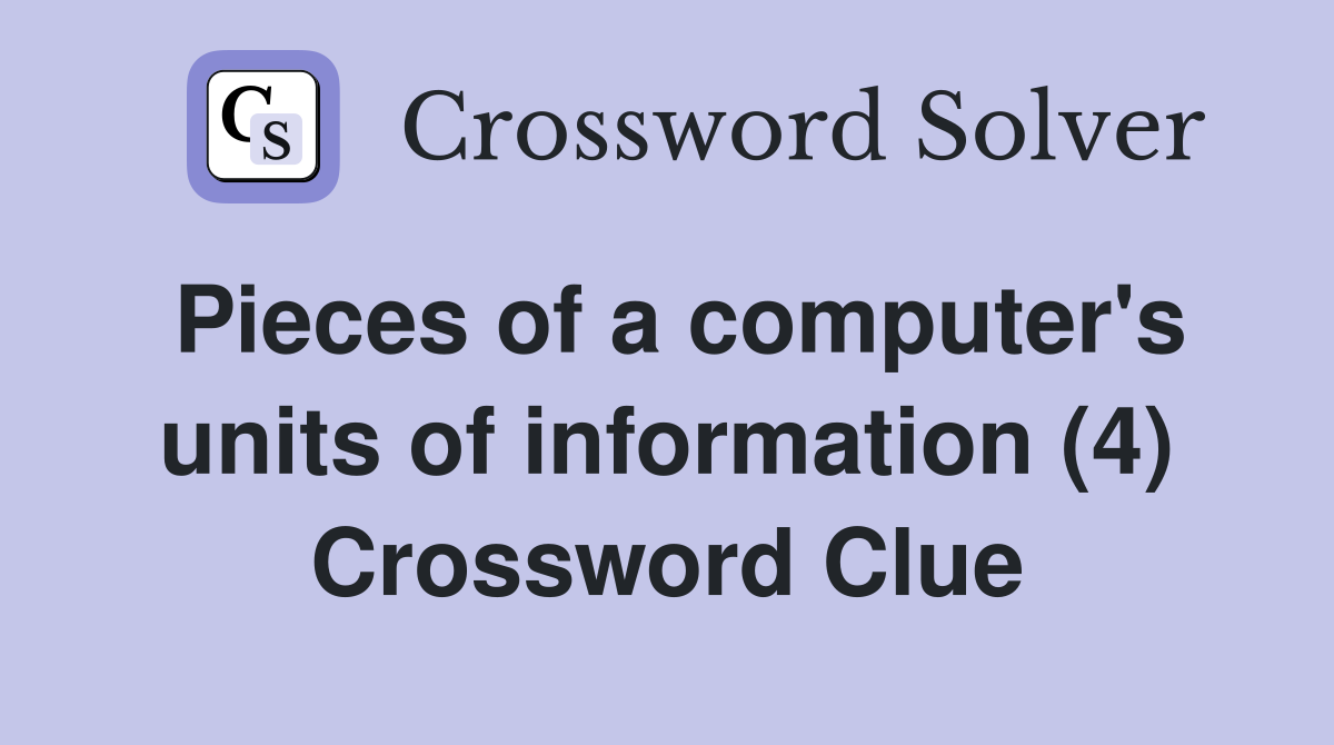 Pieces of a computer's units of information (4) Crossword Clue