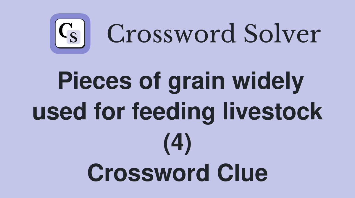 Pieces of grain widely used for feeding livestock (4) Crossword Clue