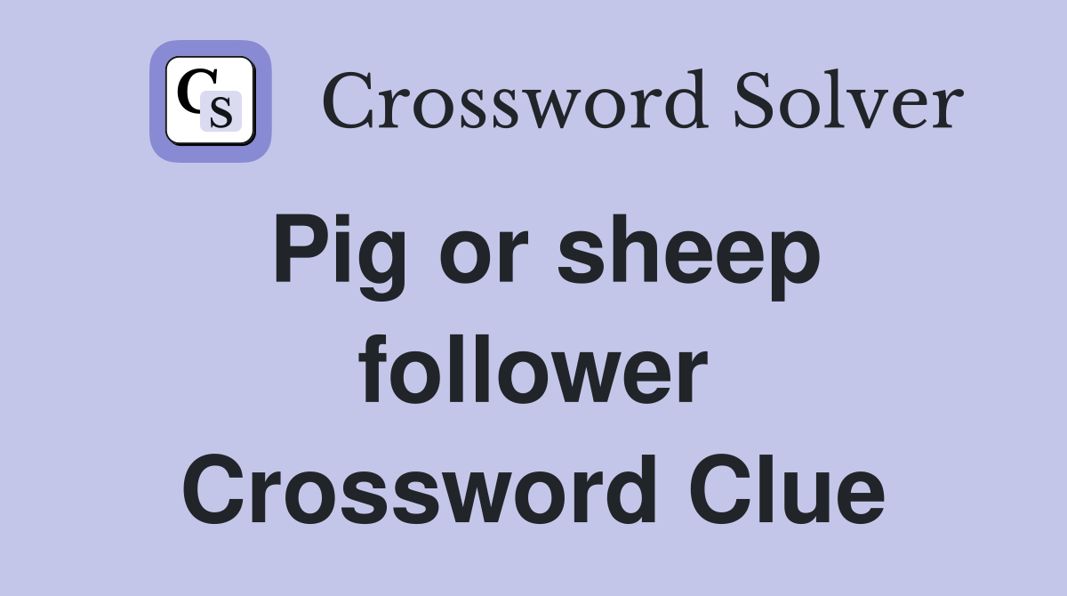 Pig or sheep follower Crossword Clue