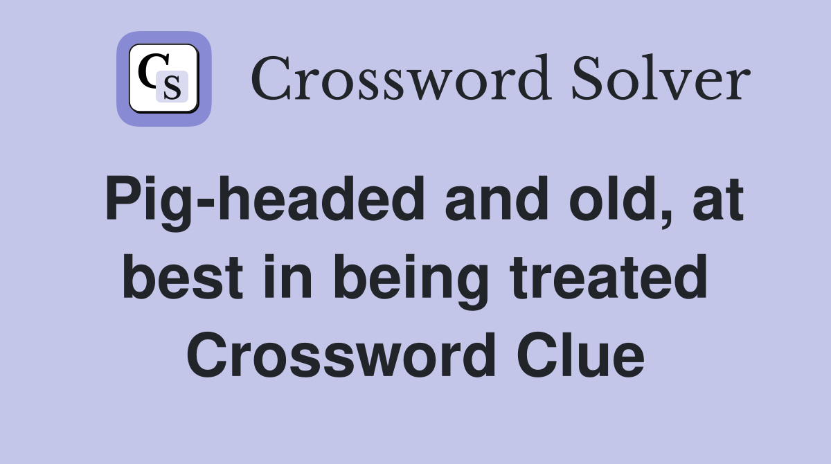 Pig-headed and old, at best in being treated Crossword Clue