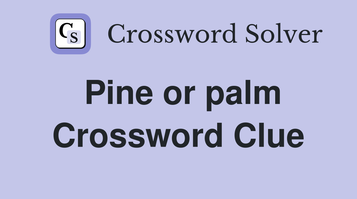 Pine or palm Crossword Clue