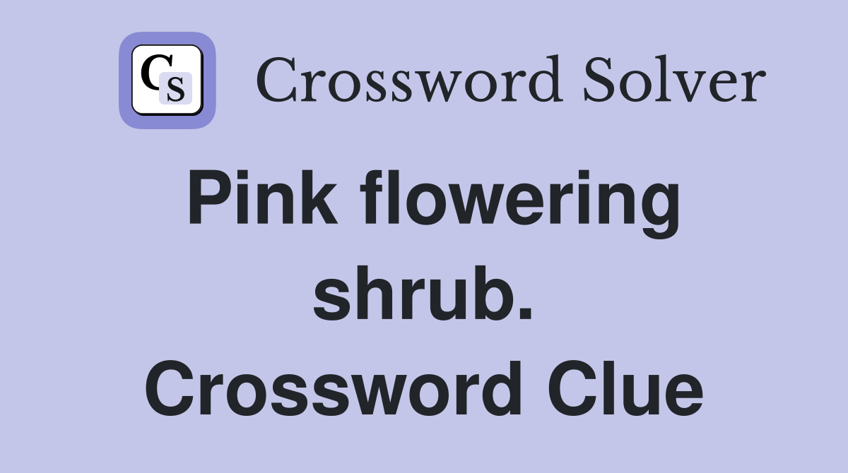 Pink flowering shrub. Crossword Clue