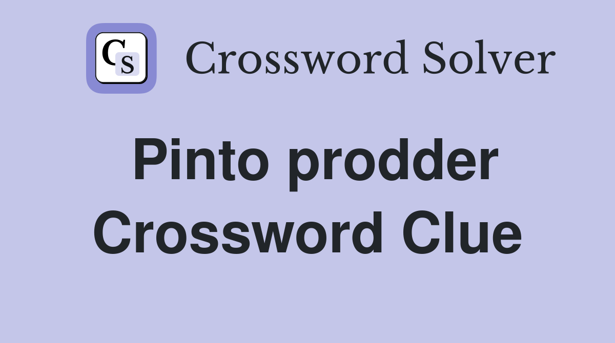 Pinto prodder Crossword Clue