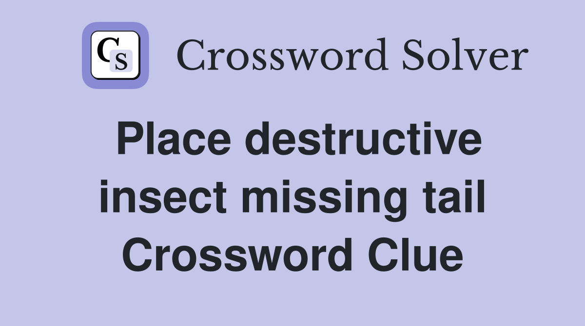 Place destructive insect missing tail Crossword Clue