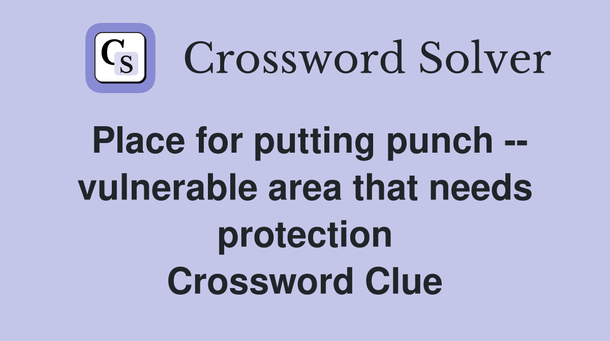 Place for putting punch -- vulnerable area that needs protection Crossword Clue